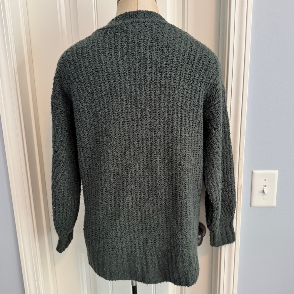 American Eagle XS Green Oversized Chunky Knit Cardigan Sweater ~ Grandpa Casual - Picture 2 of 8